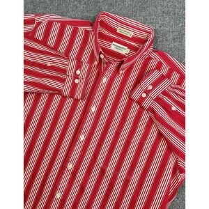 Vintage Abercrombie & Fitch Men's L Red‎ Stripe 90s Button Down Hong Kong